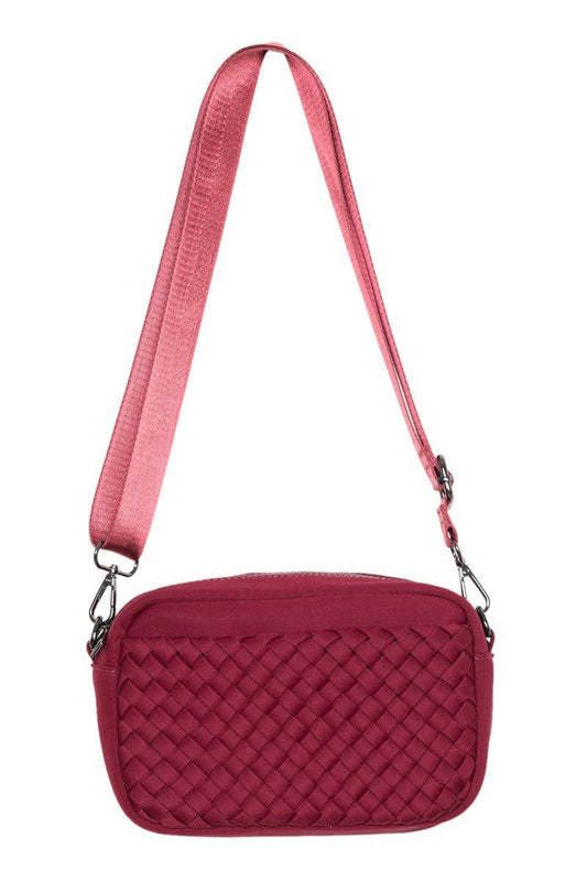 Wine Woven Crossbody Bag