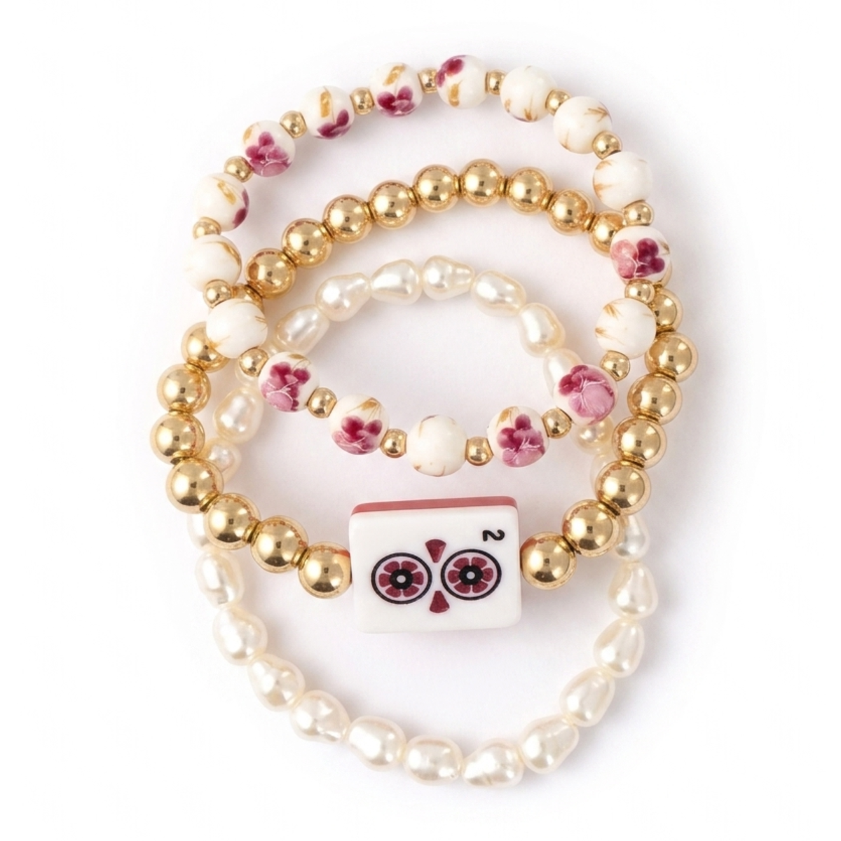 Mahjong Stretch Bracelet Stack – 3 Piece Set