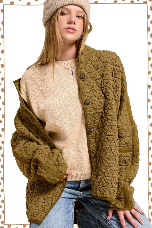 Oversized Soft Quilted Button Down Jacket