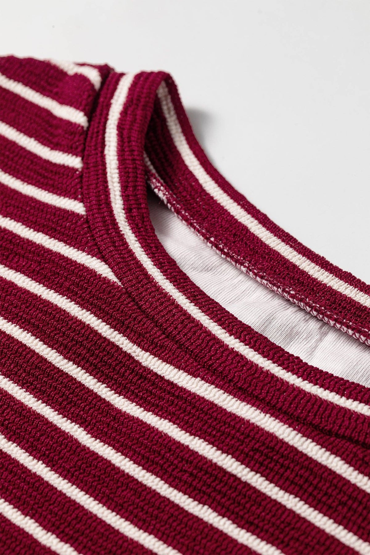 Red Stripe Drop Shoulder Long Sleeve Top